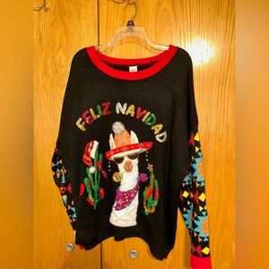Holiday Time Feliz Navidad Llama Women’s Ugly Christmas Sweater 2X (20W-22W)SOLD